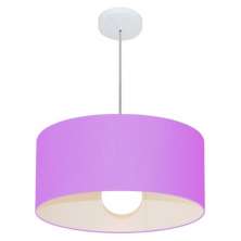 Pendente Cilíndrico 4052 Cúpula em Tecido 50x21cm Lilás - Bivolt