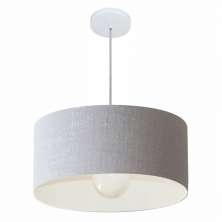 Pendente Cilíndrico 4052 Cúpula em Tecido 50x21cm Rústico Cinza - Bivolt