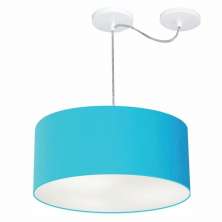 Pendente Cilíndrico Com Desvio Md-4147 Cúpula em Tecido 50x25cm Azul Turquesa - Bivolt