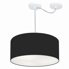 Pendente Cilíndrico Com Desvio Md-4147 Cúpula em Tecido 50x25cm Preto - Bivolt
