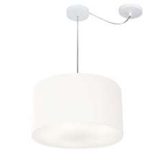 Pendente Cilíndrico Com Desvio Md-4166 Cúpula em Tecido 40x25cm Branco - Bivolt