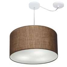 Pendente Cilíndrico Com Desvio Md-4167 Cúpula em Tecido 60x30cm Café - Bivolt