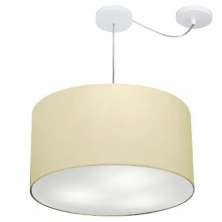 Pendente Cilíndrico Com Desvio Md-4168 Cúpula em Tecido 60x30cm Algodão Crú - Bivolt