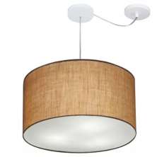 Pendente Cilíndrico Com Desvio Md-4168 Cúpula em Tecido 60x30cm Palha - Bivolt