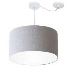 Pendente Cilíndrico Com Desvio Md-4168 Cúpula em Tecido 60x30cm Rústico Cinza - Bivolt