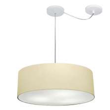 Pendente Cilíndrico Com Desvio Md-4222 Cúpula em Tecido 45x15cm Algodão Crú - Bivolt