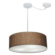 Pendente Cilíndrico Com Desvio Md-4222 Cúpula em Tecido 45x15cm Café - Bivolt