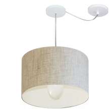 Pendente Cilíndrico Com Desvio Md-4227 Cúpula em Tecido 40x30cm Rústico Bege - Bivolt