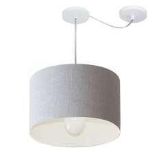 Pendente Cilíndrico Com Desvio Md-4227 Cúpula em Tecido 40x30cm Rústico Cinza - Bivolt