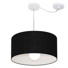 Pendente Cilíndrico Com Desvio Md-4228 Cúpula em Tecido 45x25cm Preto - Bivolt