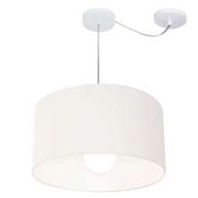 Pendente Cilíndrico Com Desvio Md-4229 Cúpula em Tecido 45x30cm Branco - Bivolt