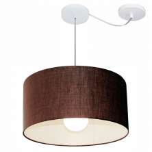 Pendente Cilíndrico Com Desvio Md-4230 Cúpula em Tecido 50x25cm Café - Bivolt