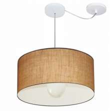 Pendente Cilíndrico Com Desvio Md-4230 Cúpula em Tecido 50x25cm Palha - Bivolt