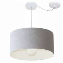 Pendente Cilíndrico Com Desvio Md-4230 Cúpula em Tecido 50x25cm Rústico Cinza - Bivolt