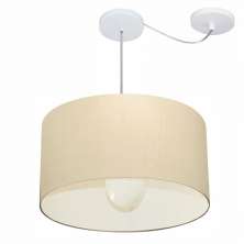 Pendente Cilíndrico Com Desvio Md-4231 Cúpula em Tecido 50x30cm Algodão Crú - Bivolt