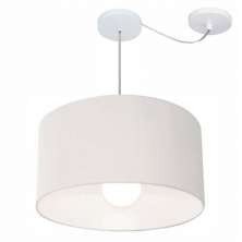 Pendente Cilíndrico Com Desvio Md-4231 Cúpula em Tecido 50x30cm Branco - Bivolt