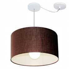 Pendente Cilíndrico Com Desvio Md-4231 Cúpula em Tecido 50x30cm Café - Bivolt