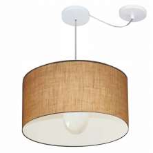 Pendente Cilíndrico Com Desvio Md-4231 Cúpula em Tecido 50x30cm Palha - Bivolt