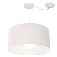 Pendente Cilíndrico Com Desvio Md-4232 Cúpula em Tecido 55x25cm Branco - Bivolt