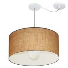Pendente Cilíndrico Com Desvio Md-4233 Cúpula em Tecido 55x30cm Palha - Bivolt