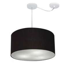 Pendente Cilíndrico Com Desvio Md-4236 Cúpula em Tecido 45x25cm Preto - Bivolt