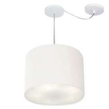 Pendente Cilíndrico Com Desvio Md-4237 Cúpula em Tecido 40x30cm Branco - Bivolt