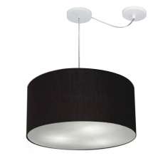 Pendente Cilíndrico Com Desvio Md-4238 Cúpula em Tecido 45x25cm Preto - Bivolt