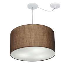 Pendente Cilíndrico Com Desvio Md-4239 Cúpula em Tecido 45x30cm Café - Bivolt