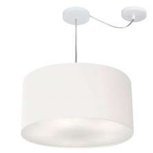 Pendente Cilíndrico Com Desvio Md-4251 Cúpula em Tecido 50x30cm Branco - Bivolt