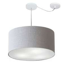 Pendente Cilíndrico Com Desvio Md-4251 Cúpula em Tecido 50x30cm Rústico Cinza - Bivolt