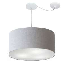Pendente Cilíndrico Com Desvio Md-4252 Cúpula em Tecido 55x25cm Rústico Cinza - Bivolt