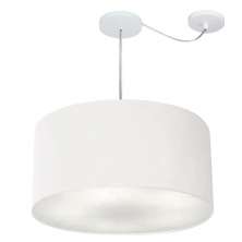 Pendente Cilíndrico Com Desvio Md-4253 Cúpula em Tecido 55x30cm Branco - Bivolt