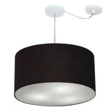 Pendente Cilíndrico Com Desvio Md-4253 Cúpula em Tecido 55x30cm Preto - Bivolt