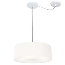 Pendente Cilíndrico Com Desvio Md-4255 Cúpula em Tecido 40x15cm Branco - Bivolt