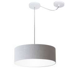 Pendente Cilíndrico Com Desvio Md-4255 Cúpula em Tecido 40x15cm Rústico Cinza - Bivolt