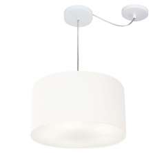 Pendente Cilíndrico Com Desvio Md-4256 Cúpula em Tecido 40x21cm Branco - Bivolt