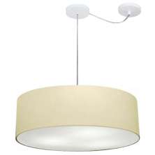 Pendente Cilíndrico Com Desvio Md-4259 Cúpula em Tecido 50x15cm Algodão Crú - Bivolt