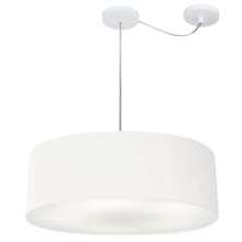 Pendente Cilíndrico Com Desvio Md-4259 Cúpula em Tecido 50x15cm Branco - Bivolt