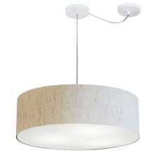 Pendente Cilíndrico Com Desvio Md-4259 Cúpula em Tecido 50x15cm Linho Bege - Bivolt