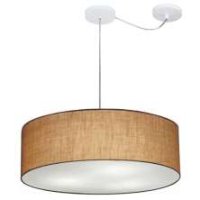 Pendente Cilíndrico Com Desvio Md-4259 Cúpula em Tecido 50x15cm Palha - Bivolt