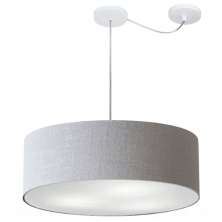 Pendente Cilíndrico Com Desvio Md-4259 Cúpula em Tecido 50x15cm Rústico Cinza - Bivolt