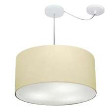 Pendente Cilíndrico Com Desvio Md-4261 Cúpula em Tecido 50x30cm Algodão Crú - Bivolt