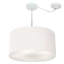 Pendente Cilíndrico Com Desvio Md-4261 Cúpula em Tecido 50x30cm Branco - Bivolt