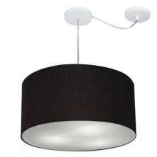 Pendente Cilíndrico Com Desvio Md-4261 Cúpula em Tecido 50x30cm Preto - Bivolt