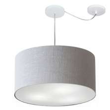Pendente Cilíndrico Com Desvio Md-4261 Cúpula em Tecido 50x30cm Rústico Cinza - Bivolt