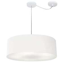 Pendente Cilíndrico Com Desvio Md-4262 Cúpula em Tecido 55x15cm Branco - Bivolt