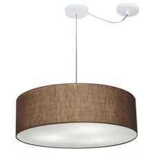 Pendente Cilíndrico Com Desvio Md-4262 Cúpula em Tecido 55x15cm Café - Bivolt
