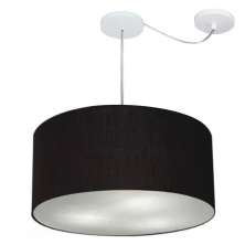 Pendente Cilíndrico Com Desvio Md-4263 Cúpula em Tecido 55x25cm Preto - Bivolt
