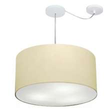 Pendente Cilíndrico Com Desvio Md-4264 Cúpula em Tecido 55x30cm Algodão Crú - Bivolt