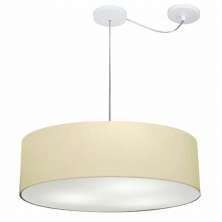 Pendente Cilíndrico Com Desvio Md-4265 Cúpula em Tecido 60x15cm Algodão Crú - Bivolt